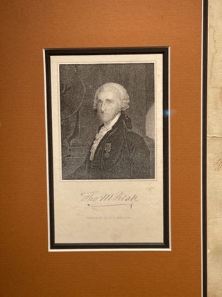 [DECLARATION OF INDEPENDENCE} [THOMAS MCKEAN}. Original framed holographic document from 1791 written and signed by Pennsylvania governor and Declaration of Independence signor Thomas McKean. Framed in archival gilt, archival matted frame along with 1833 steel engraving of McKean, with facsimile autograph. A beautiful ensemble.