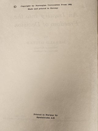 An Inquiry into the Freedom of Decison