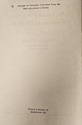 An Inquiry into the Freedom of Decison